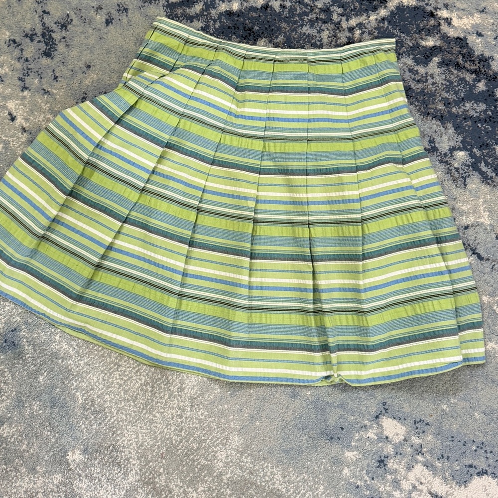 Worthington Green and Blue Striped A-Line Skirt